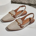 Delora flade slingback-sandaler med dekorativt spænde og