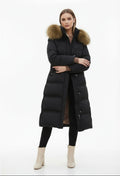 Maya – Lang Vinterfrakke med Kunstpelskrave og Elegant Pasform