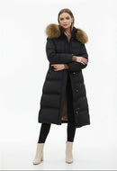 Maya – Lang Vinterfrakke med Kunstpelskrave og Elegant Pasform