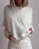 Sophia - Dame langærmet sweater med blomstermønster