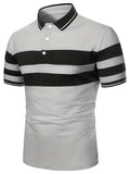 Dani stribet poloshirt med flapkrave og korte ærmer