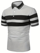 Dani stribet poloshirt med flapkrave og korte ærmer