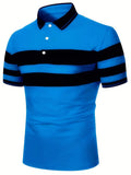 Dani stribet poloshirt med flapkrave og korte ærmer