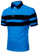 Dani stribet poloshirt med flapkrave og korte ærmer