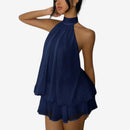 Dames Halterneck A-Linje Mini Kjole
