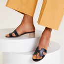 Dame Sandaler med Firkantet Hæl og Slip-On Design