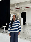 Lily - Overdimensioneret stribet sweater med rund hals og