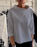 Lena - Elegant Ensfarvet Sweatshirt Med Halvhøj Krave
