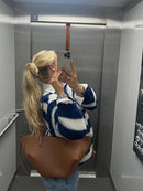 Lily - Overdimensioneret stribet sweater med rund hals og