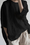 Elise - Dame oversized longline bluse med rullede ærmer