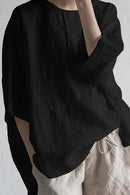 Elise - Dame oversized longline bluse med rullede ærmer