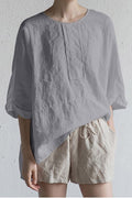 Elise - Dame oversized longline bluse med rullede ærmer