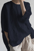 Elise - Dame oversized longline bluse med rullede ærmer