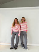 Lily - Overdimensioneret stribet sweater med rund hals og