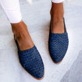 Mira - Trendy slip-on slingback sko med vævet, struktureret