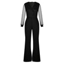 Madison - Langærmet jumpsuit med V-udskæring og vide ben