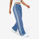Dame afslappede bukser med bred ben og snor i taljen