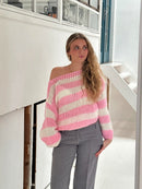 Lily - Overdimensioneret stribet sweater med rund hals og