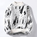 Stilfuld, printet sweater med lange ærmer og rund