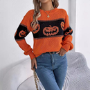 Dame sweater med græskar-design til Halloween
