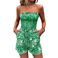 Loreen - Dame bandeau jumpsuit med blomsterprint & lommer