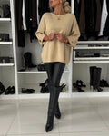 Lily – Oversized sweater med rund hals og dekorative knapper