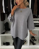Lily – Oversized sweater med rund hals og dekorative knapper