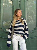 Lily - Overdimensioneret stribet sweater med rund hals og