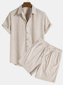 Soren - Dame sommersæt Chloe med stribet skjorte + shorts