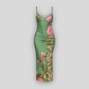 Seraphina - Dame blomsterprintet bodycon maxikjole med