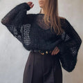 Lana – Oversized V-hals sweater med ballonærmer