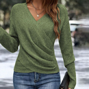 Dame Sweatshirt med V-hals og Kryds Design
