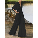 Amy jumpsuit med vide ben og V-hals