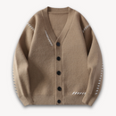 Herrecardigan med lange ærmer og V-hals og knapper
