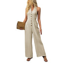 Jasmin - Afslappet jumpsuit med knapper foran og V-hals