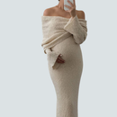 Dame graviditetsmaxikjole med off-shoulder