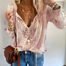 Dame Langærmet Boheme Bluse med V-Hals
