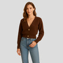 Stella - Slim fit cardigan med dyb V-hals Lange ærmer og