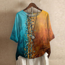 Dame Oversized Bluse med Motiveret Print
