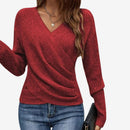 Dame Sweatshirt med V-hals og Kryds Design