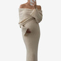 Dame graviditetsmaxikjole med off-shoulder