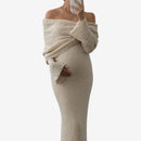 Dame graviditetsmaxikjole med off-shoulder