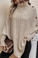 Viola hyggelig poncho-trøje med rullekrave og elegante