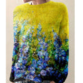 Nancy - Stilfuld blomsterprintet sweater med lange ærmer og