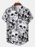 Shane - Kortærmet skjorte med kranium-blomsterprint