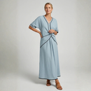 Dame V-Hals Maxi Kjole med Twist Front