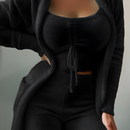 Luisa - 3-delt fleece loungewear sæt med lang cardigan