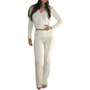 Selene – Cropped hættelynlåstop + slim fit bukser sæt