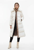 Maya – Lang Vinterfrakke med Kunstpelskrave og Elegant Pasform