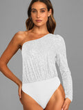 Mia - Dame en-skulder top med pailletter